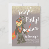 Invitation de fête doodle de chevalier mignon (Devant)
