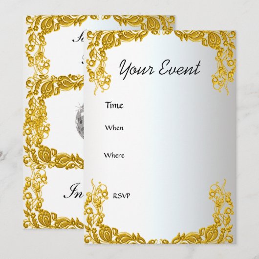 Invitation de fête dorée (Devant / Derrière)