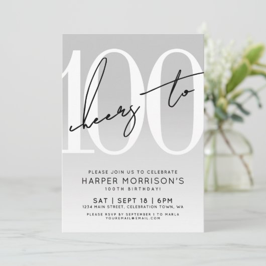 Invitation de fête du 100e anniversaire moderne (Debout devant)