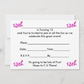 Invitation de fête du 13e anniversaire, Fairy on M (Dos)