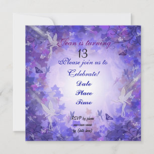 Invitation de fête du 13e anniversaire Fairy viole