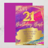 Invitation de fête du 21e anniversaire (Devant / Derrière)
