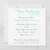 Invitation de fête du 21e anniversaire - Aqua (Dos)