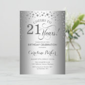 Invitation de fête du 21e anniversaire - Argent (Debout devant)