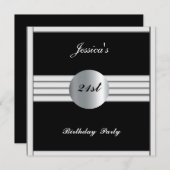 Invitation de fête du 21e anniversaire Black Silve (Devant / Derrière)