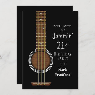 Invitation de fête du 21e anniversaire, guitare ac