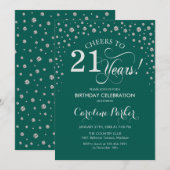 Invitation de fête du 21e anniversaire - Silver Gr (Devant / Derrière)