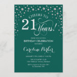 Invitation de fête du 21e anniversaire - Silver Gr<br><div class="desc">Invitation de fête du 21e anniversaire. Design élégant avec fausse parties scintillant argent et vert. Salutations à 21 ans ! Message-moi si vous avez besoin d'une personnalisation plus poussée.</div>