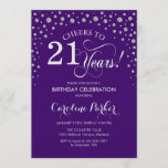 Invitation de fête du 21e anniversaire - Silver Pu<br><div class="desc">Invitation de fête du 21e anniversaire. Design élégant avec fausse parties scintillant argent et violet. Salutations à 21 ans ! Message-moi si vous avez besoin d'une personnalisation plus poussée.</div>