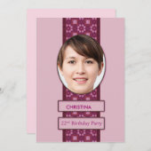 Invitation de fête du 22e anniversaire Photo et no (Devant / Derrière)