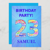 Invitation de fête du 23e anniversaire Ajouter un (Devant / Derrière)