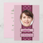Invitation de fête du 23e anniversaire Photo et no (Devant / Derrière)