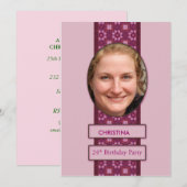 Invitation de fête du 24e anniversaire Photo et no (Devant / Derrière)