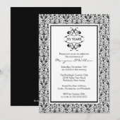 Invitation de fête du 25e anniversaire Noir & Blan (Devant / Derrière)