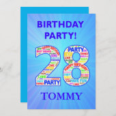 Invitation de fête du 28e anniversaire Ajouter un  (Devant / Derrière)