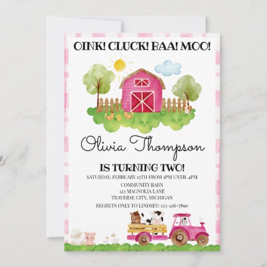 Invitation de fête du 2e anniversaire (Devant)