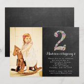Invitation de fête du 2e anniversaire des filles d (Devant / Derrière)