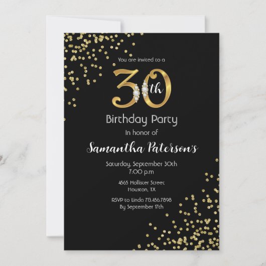 Invitation de fête du 30e anniversaire (Devant)