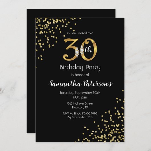 Invitation de fête du 30e anniversaire (Devant / Derrière)