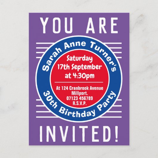 Invitation de fête du 30e anniversaire (Devant)