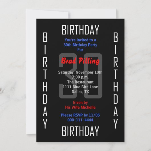 Invitation de fête du 30e anniversaire 30 (Devant)