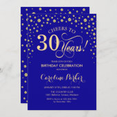Invitation de fête du 30e anniversaire - Blue Gold (Devant / Derrière)