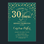 Invitation de fête du 30e anniversaire - Gold vert<br><div class="desc">Invitation de fête du 30e anniversaire. Design élégant avec fausse parties scintillant or et vert. Bravo à 30 ans ! Message-moi si vous avez besoin d'une personnalisation plus poussée.</div>