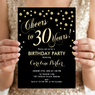 Invitation de fête du 30e anniversaire - Noir d'or