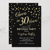 Invitation de fête du 30e anniversaire - Noir d'or (Devant / Derrière)