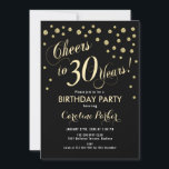 Invitation de fête du 30e anniversaire - Noir d'or<br><div class="desc">30e anniversaire invitation pour femmes ou hommes. Elégante carte invitation noir et or avec police de script et confetti. Bravo à 30 ans ! Parfait pour une fête d'anniversaire d'adulte.</div>