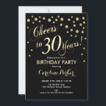 Invitation de fête du 30e anniversaire - Noir d'or<br><div class="desc">30e anniversaire invitation pour femmes ou hommes. Elégante carte invitation noir et or avec police de script et confetti. Bravo à 30 ans ! Parfait pour une fête d'anniversaire d'adulte.</div>