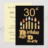 Invitation de fête du 30e anniversaire - OR (Devant / Derrière)