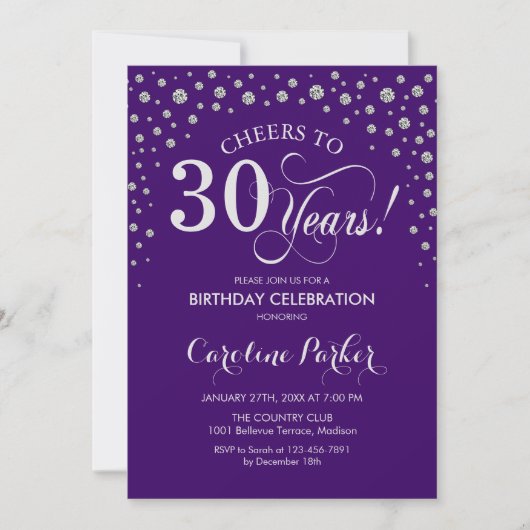 Invitation de fête du 30e anniversaire - Silver Pu (Devant)