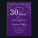 Invitation de fête du 30e anniversaire - Silver Pu<br><div class="desc">Invitation de fête du 30e anniversaire. Design élégant avec fausse parties scintillant argent et violet. Bravo à 30 ans ! Message-moi si vous avez besoin d'une personnalisation plus poussée.</div>