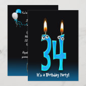 invitation de fête du 34e anniversaire (Devant / Derrière)