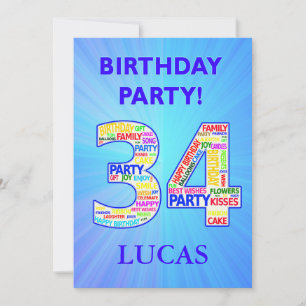 Invitation de fête du 34e anniversaire Ajouter un