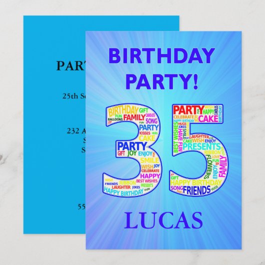 Invitation de fête du 35e anniversaire Ajouter un  (Devant / Derrière)