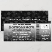 Invitation de fête du 40e anniversaire, billet noi (Devant / Derrière)