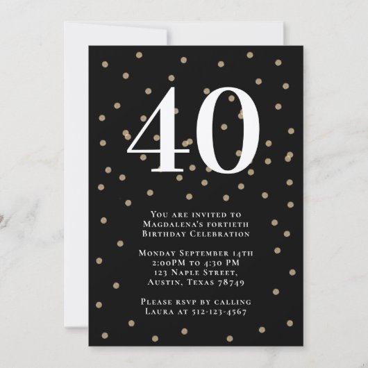 Invitation de fête du 40e anniversaire moderne (Devant)