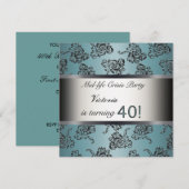 Invitation de fête du 40e anniversaire Turquoise B (Devant / Derrière)