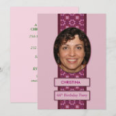 Invitation de fête du 44e anniversaire Photo et no (Devant / Derrière)