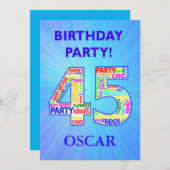 Invitation de fête du 45e anniversaire Ajouter un (Devant / Derrière)