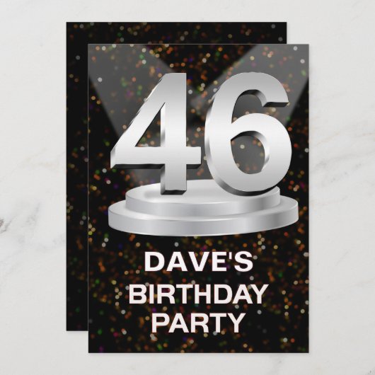 Invitation de fête du 46e anniversaire Ajouter un (Devant / Derrière)