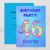 Invitation de fête du 46e anniversaire Ajouter un  (Devant / Derrière)