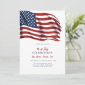 Invitation de fête du 4 juillet avec drapeau améri (Debout devant)