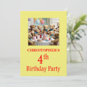 Invitation de fête du 4e anniversaire Fête Nounour (Debout devant)