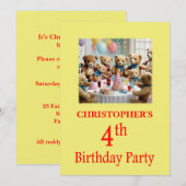 Invitation de fête du 4e anniversaire Fête Nounour (Devant / Derrière)