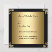 Invitation de fête du 50e anniversaire Gold Black  (Dos)