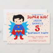 Invitation de fête du 5e anniversaire - Super Kid! (Devant)