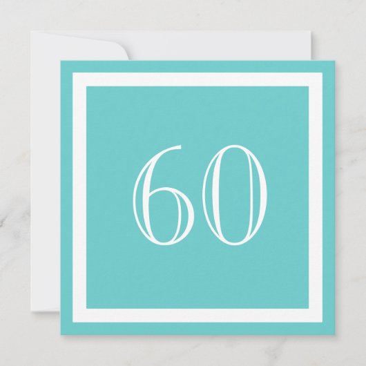 Invitation de fête du 60e anniversaire - Aqua (Devant)